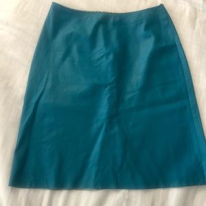 Turquoise fine grain leather skirt